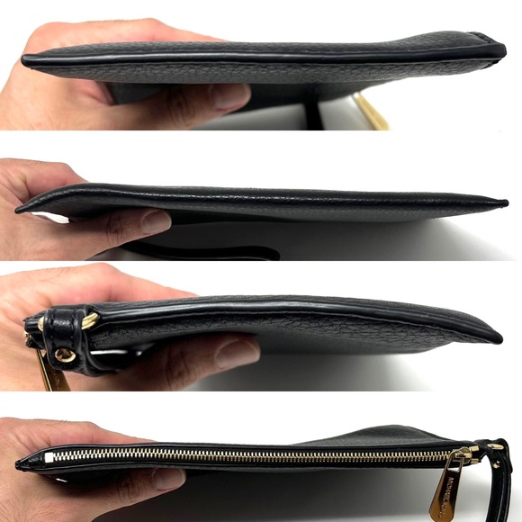 Michael Kors Jet Set Black Pebbled Leather Wristlet Wallet - Picture 3 of 7